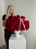 “Elegant Red Love” in a white vase