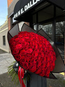 "101 red roses in a bouquet"